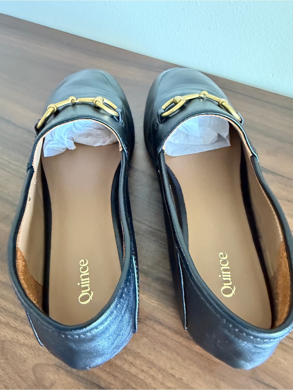 Quince Italian Leather Horsebit Loafers Black Gold Hardware Women’s Size 7 - Picture 12 of 14